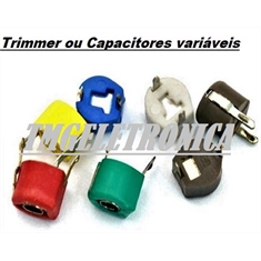 Trimmer Capacitor Variável - Lista de capacitâncias 5pF até 150pF, Trimmer Variable Capacitance, Ceramic VHF Trimer 6mm - 2pinos Coloridos - 70pF - Trimmer Capacitor Variável Colorido  - 2pin